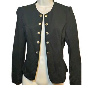 Halara Round Neck Long Sleeve Decorative Buttons‎ Slim Work Jacket  Black Sz S
